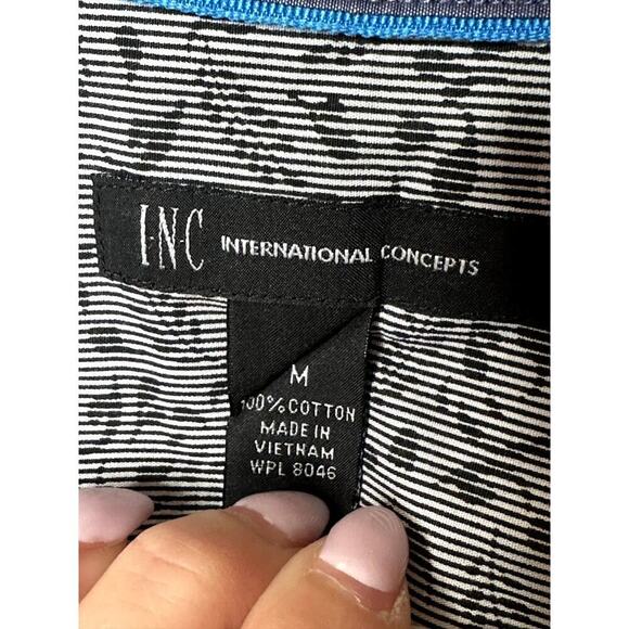 INC International Concepts Long Sleeve Blue Plaid Button Up Shirt Mens Size M - Picture 5 of 6